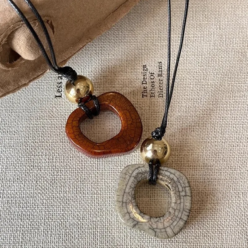 Винтажное модное женское длинное ожерелье нерегулярная квадратная подвеска из