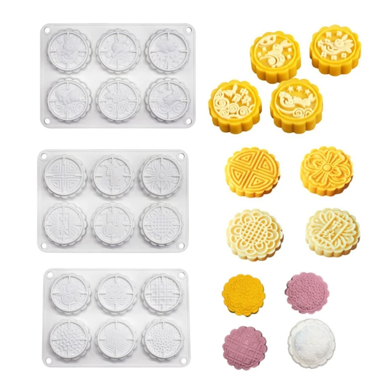 

1pc/3pcs Non-stick 6 Even Pudding Jelly Mooncake Mold Handmade Soap Molds 3 Styles Silicone Cake Mold Heat Resistant