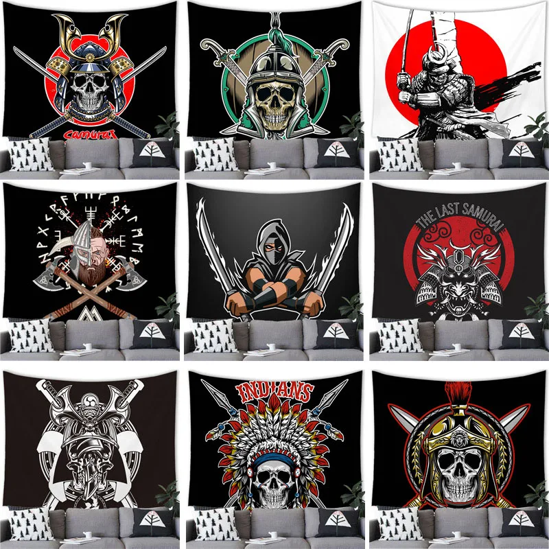 

Skull Skeleton Warrior Tapestry Wall Hanging Skull Skeleton Warrior Decor Tapestry Wall Hanging Party Home Decoration Background