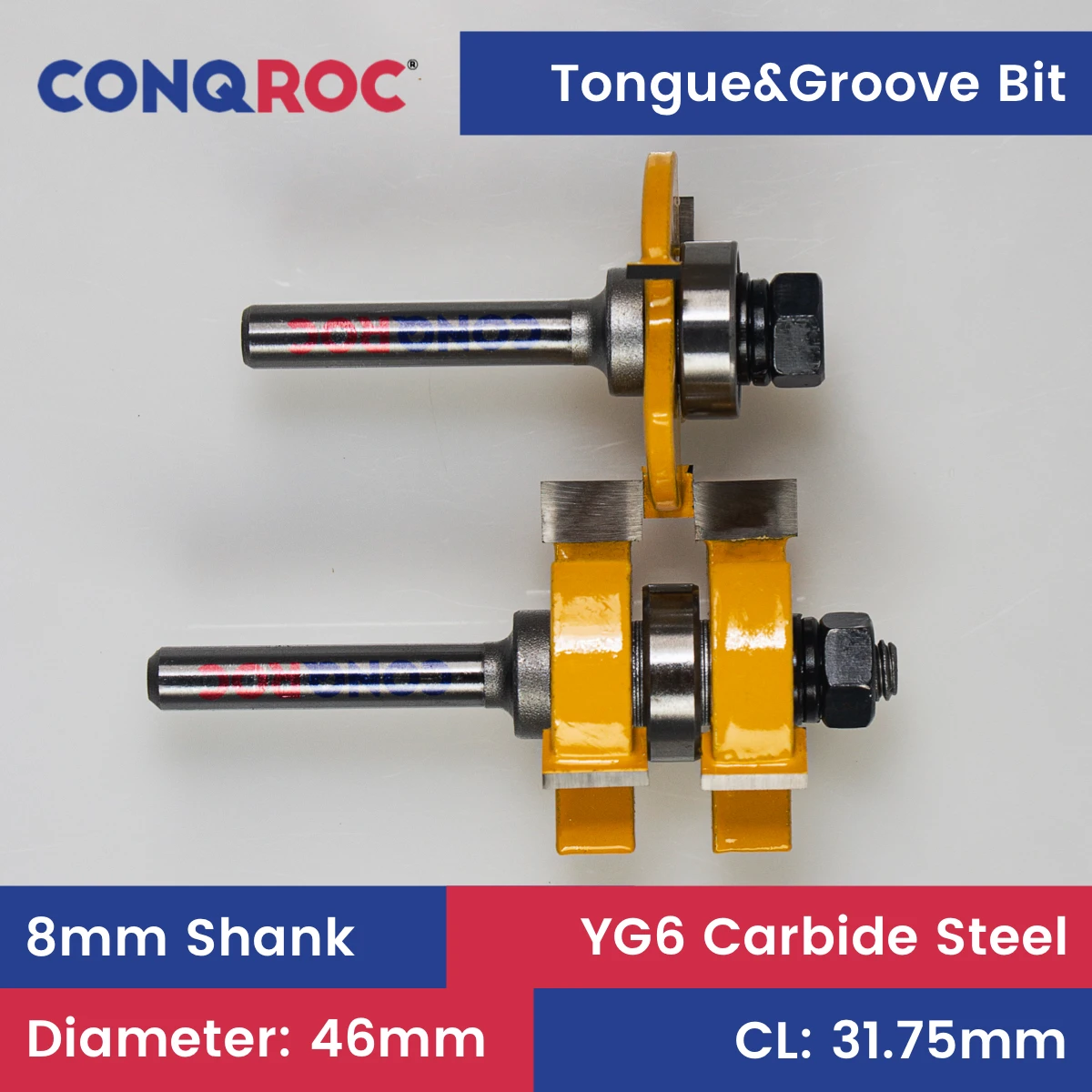 Набор фрез для деревообработки с язычком и пазом хвостовик 8 мм режущая длина-6 35 31