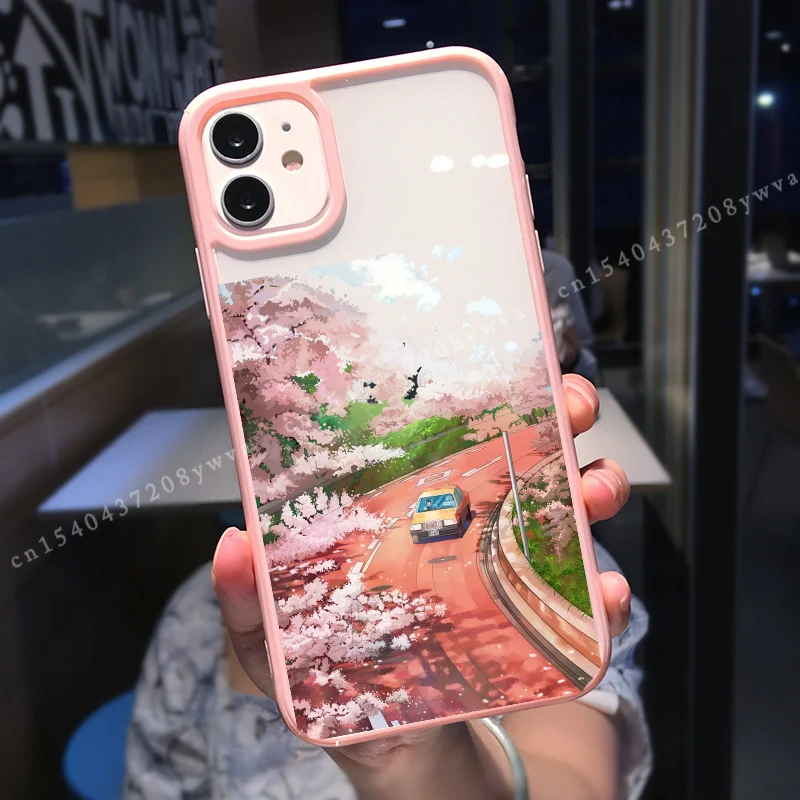 Japan Street View Phone Case For iPhone 13 12 11Pro MAX XS X XR SE20 8 7Plus Art Aesthetic Cherry Blossoms Shockproof Hard Cover images - 6