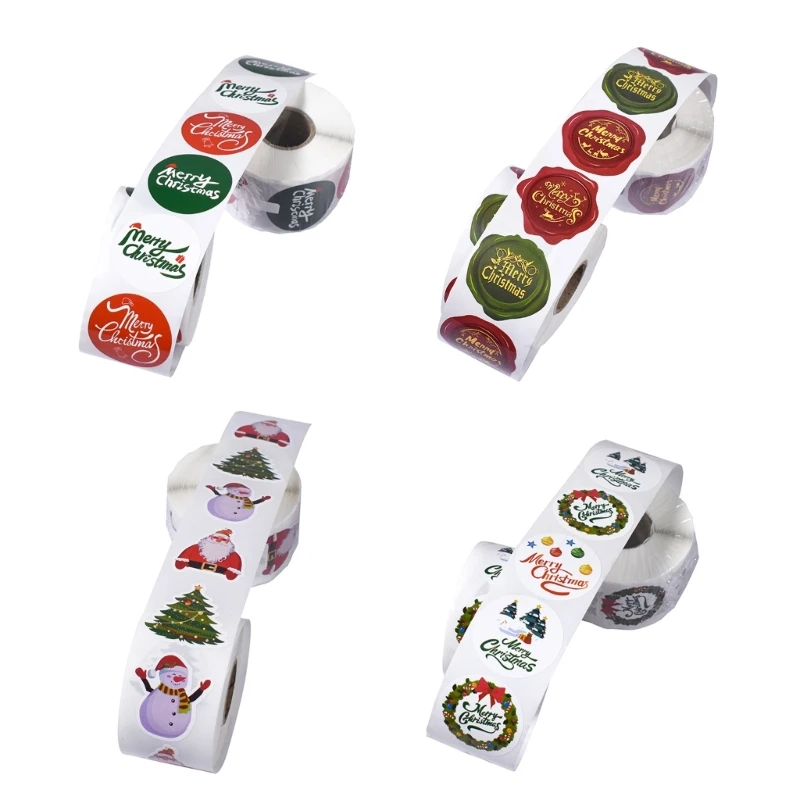 

500pcs Merry Christmas Decor Sticker Santa Snowman Tree DIY Baking Seal Labels