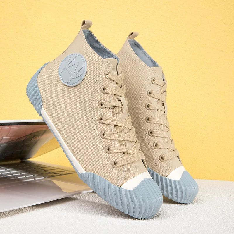 Women's high-top casual shoes lace-up vulcanized shoes for men and women canvas shoes