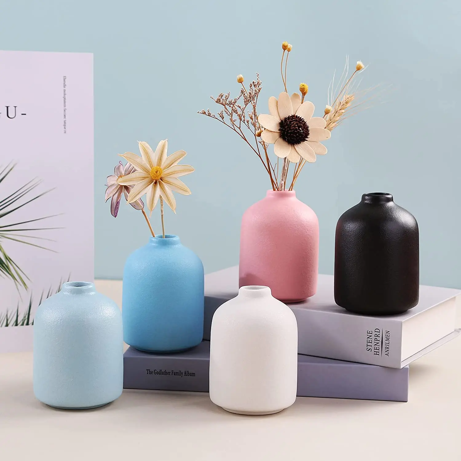 

5pcs Ceramic Vase for Home Decor,Ceramic Vase, Dried Flower Vase, Living Room Decoration, Flower Arrangement Decoration