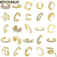 keyounuo 1pcs gold silver filled ear cuffs earrings for women pearl zircon fake piercing golden clip earring jewelry wholesale