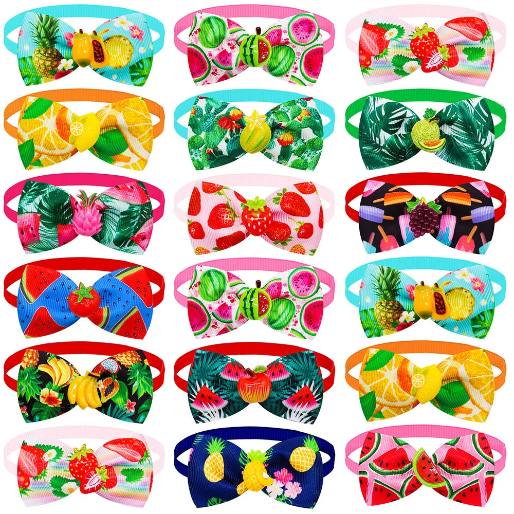 

For Pet Adjustable Style Dog Bow Fruit Pet Cat Bowties Tie Dog Supplier Summer Collar Dog Small Grooming Accessories