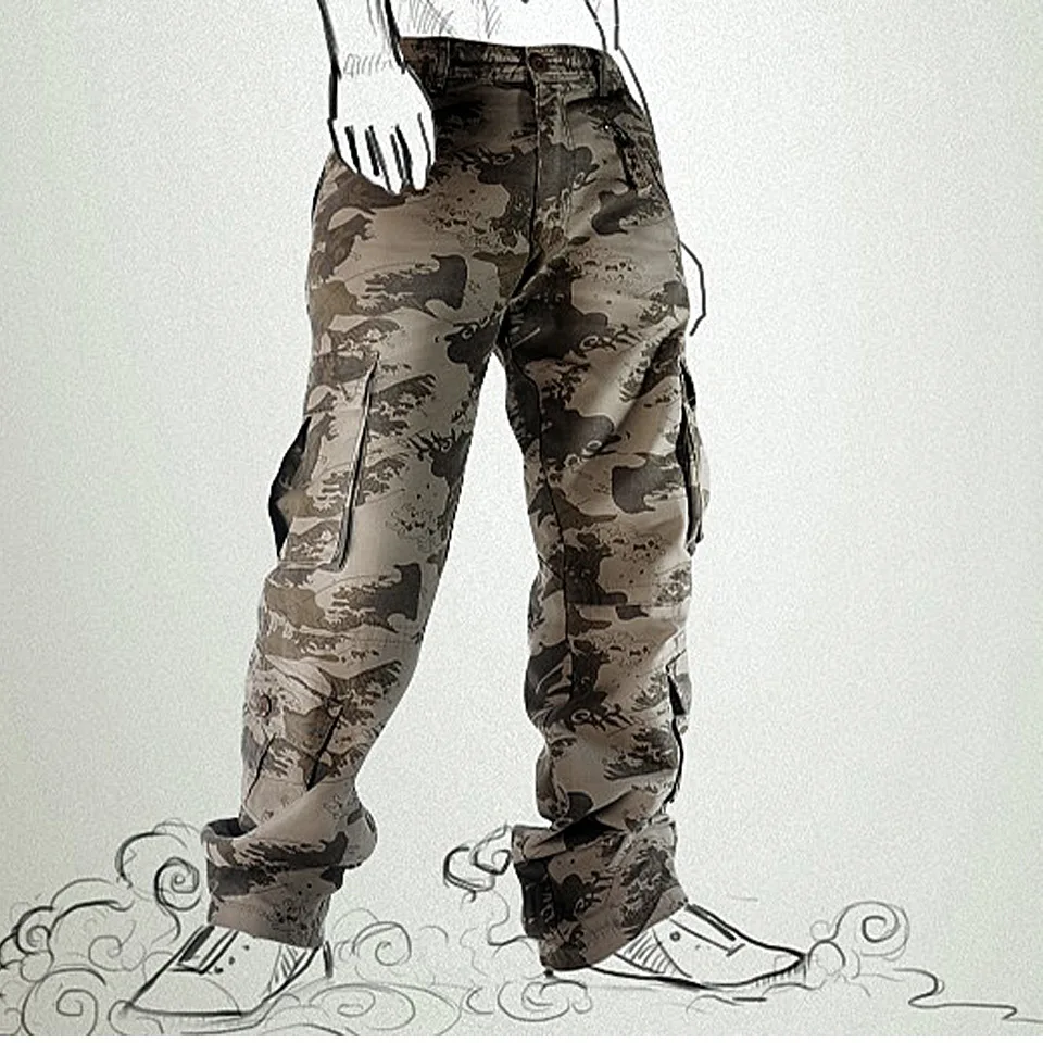 Men's Washed Cargo Pants Camouflage Straight Men's Casual Trousers Pantalones Tipo Cargo Pantalon Cargo