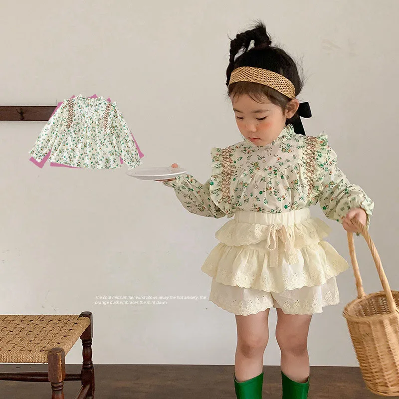 

Spring New Kids Clothes Girls Sets Embroidery Blouse and Pants 2Pcs Korean Girls Clothes Floral Girls Outfits Fall Kids Clothes