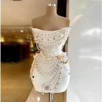 sexy white cocltail dresses satin beading sequined sleeveless mini skirt night club prom dress robe de soir%c3%a9e femme