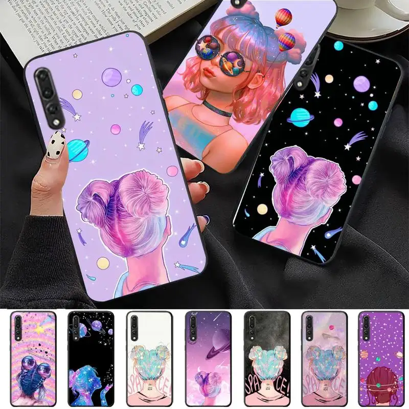 

YNDFCNB Universe Space Fashion Girl Phone Case for Samsung A51 A30s A52 A71 A12 for Huawei Honor 10i for OPPO vivo Y11 cover