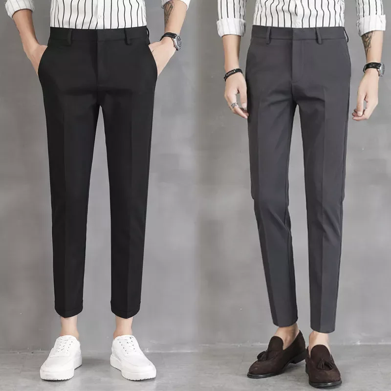 

Men Trousers Male Sweatpants Men Wedding Pants New Fashion Clothing Ankle-Length Dress Pants Linen Soild Color Pants