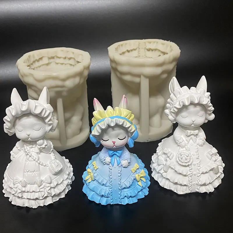 

Princess Rabbit Silicone Mold for DIY Aromatherapy Candle Plaster Ornaments Soap Epoxy Resin Mould Handicrafts Making Tool