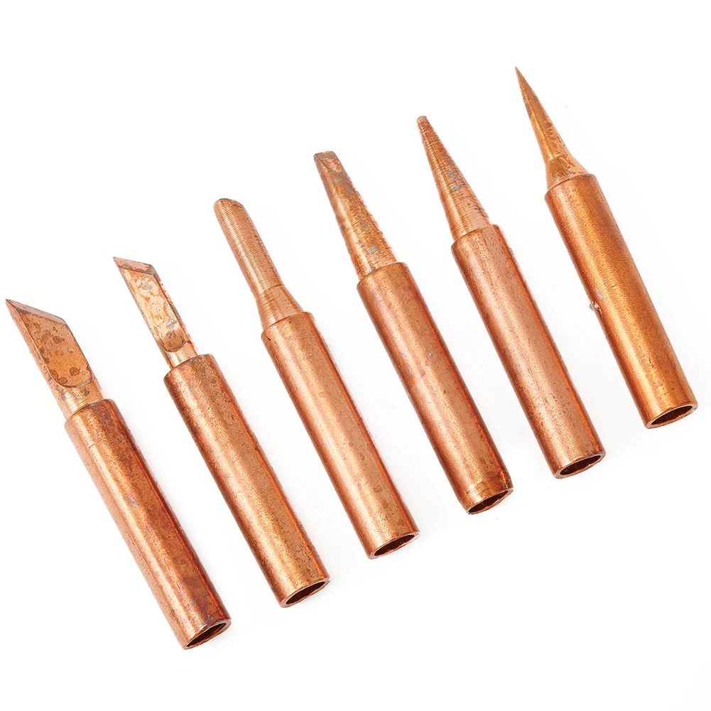 

Hand Soldering Set Tips Accessories Welding 936/937/938/969/8586/852D 6pcs Kit 6 shapes Copper Solder Iron 900M-T