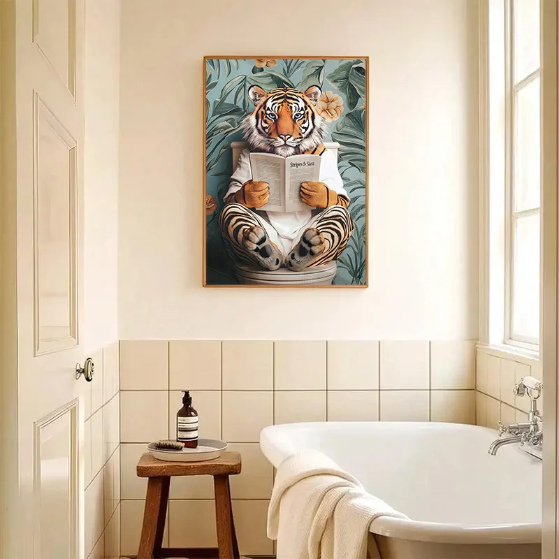 Зебра Жираф Тигр Страус Обезьяна Маус Фэнтези Лес Настенное Искусство Печать