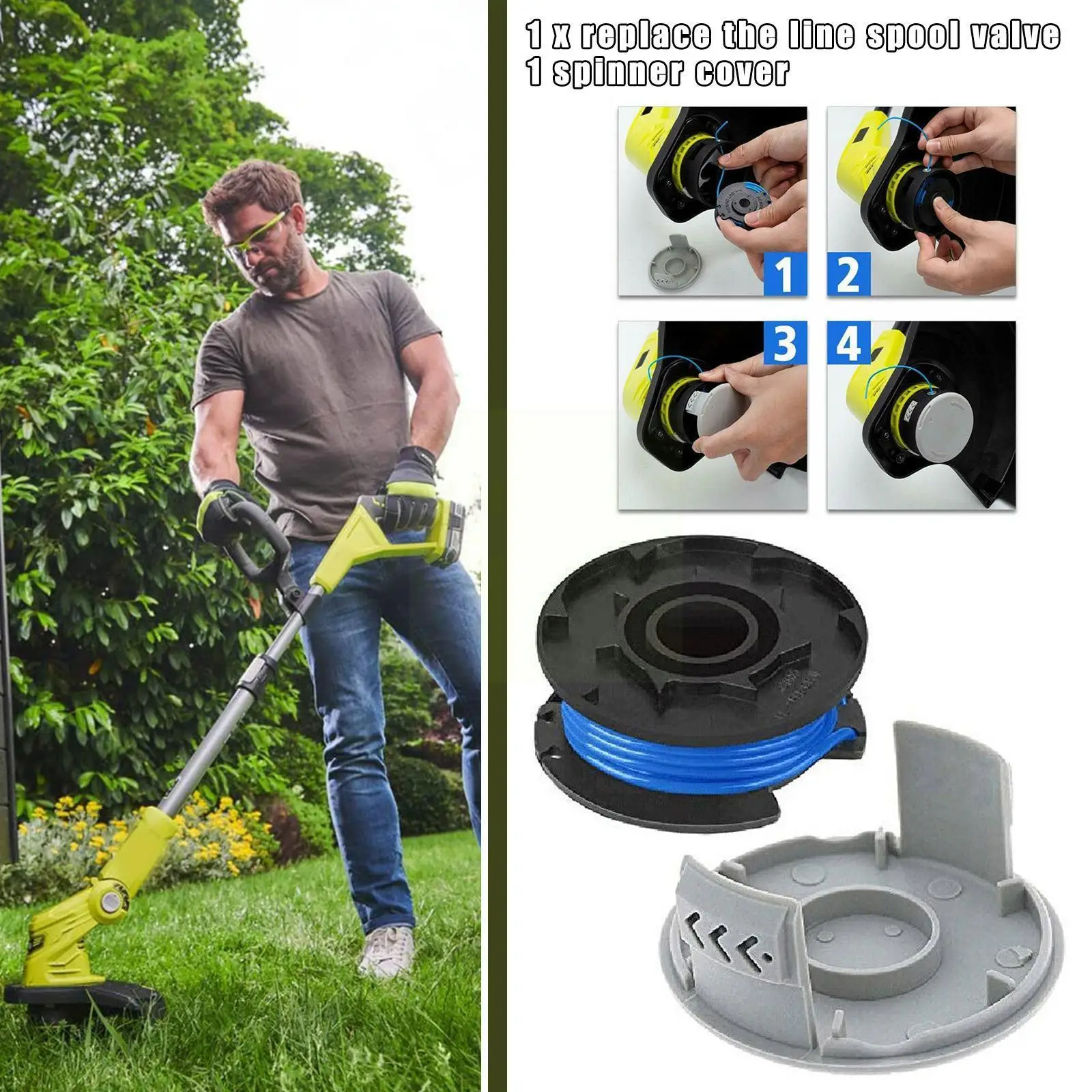 

Hot For Ryobi One Plus Ac14rl3a 18v 24v 40v 11ft 0.065 Inch Automatic Feed Wireless Weeder Spool Trimmer Spool Replacement E4z6