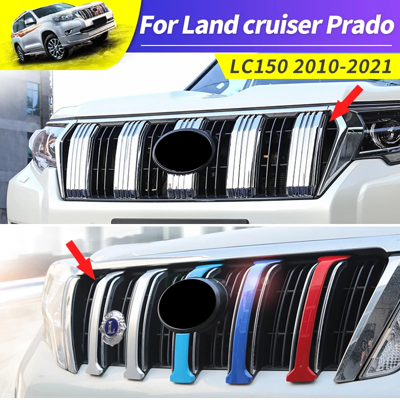 

For 2010-2022 Toyota Land Cruiser Prado 150 LC150 J150 Exterior Decoration Accessories front grill Chrome Decorative Strip 2021