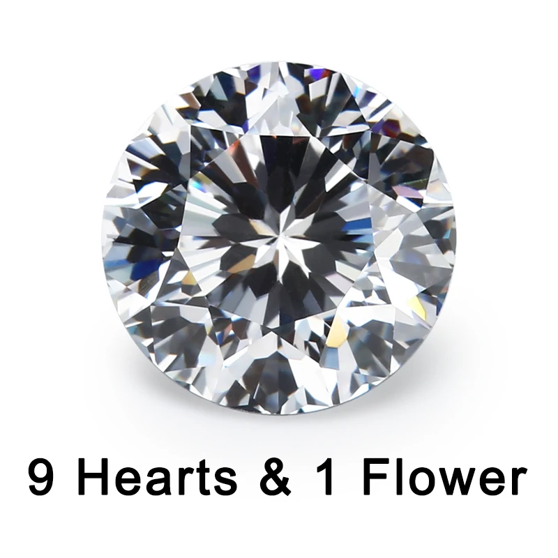 

Size 4mm~10mm 9 Hearts And 1 Flower Round White Cubic Zirconia Loose Stones CZ Stone Wholesale Price 2022