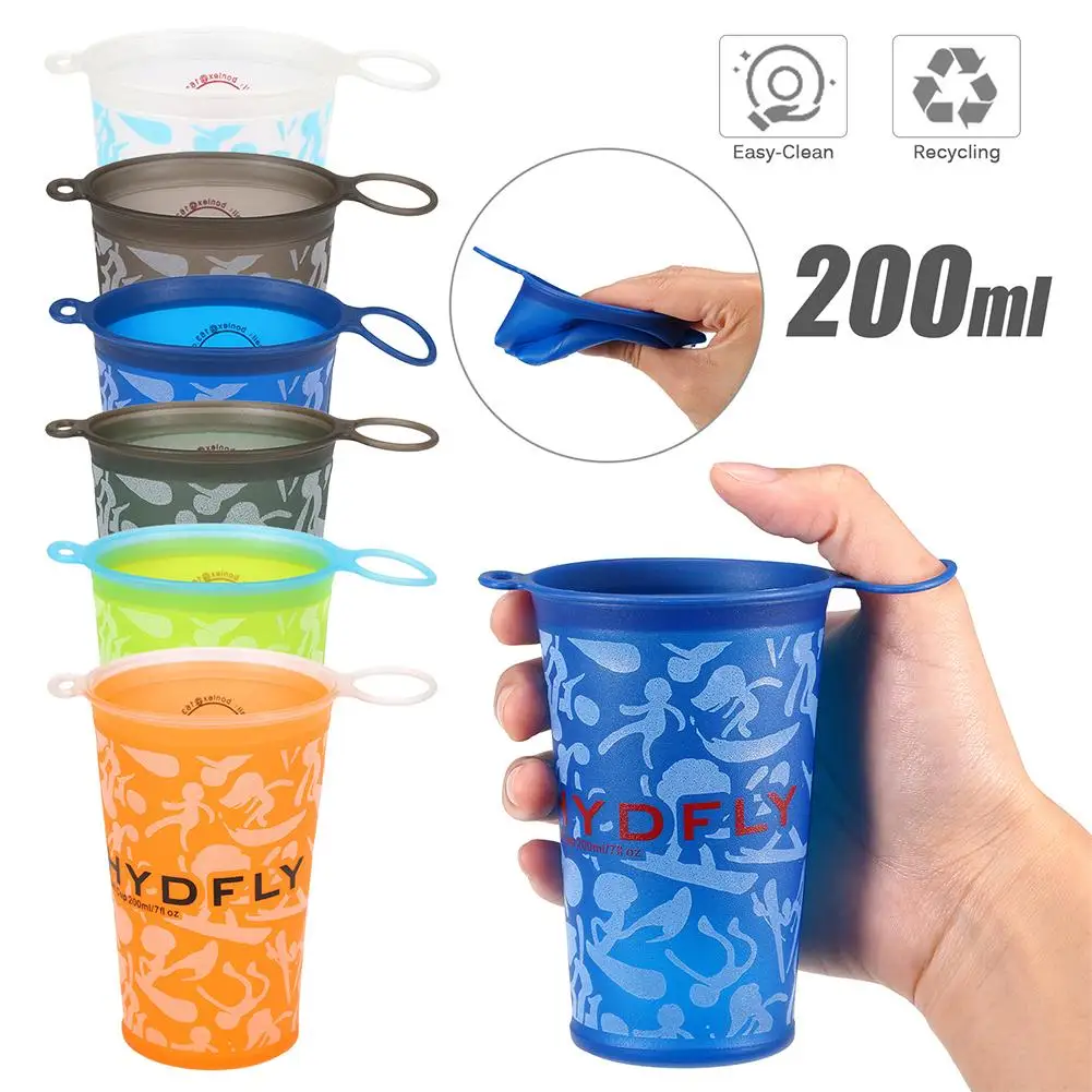 

Portable 200ml Foldable Cup Large-caliber Cup Mouth Tpu Soft Water Cup For Outdoor Marathon Cycling Trailing Running