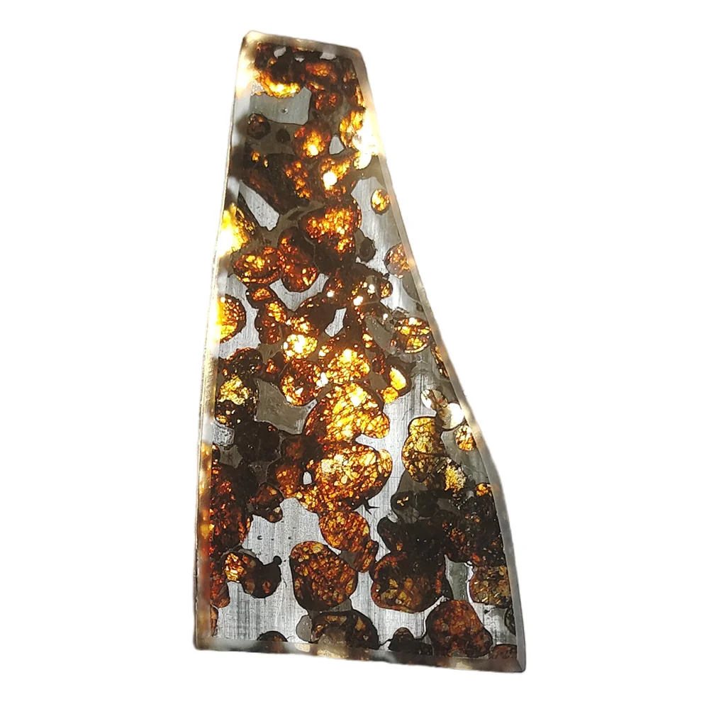 

18.3g SERICHO Pallasite Natural Meteorite Material Sliced Olive Meteorite Slices Specimen Collection - From Kenya - TA297