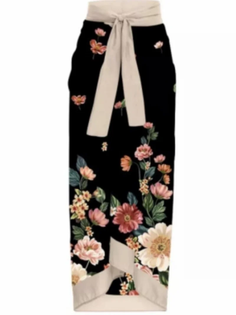 Two Piece Bodysuits Skirt Suits Swimsuit Beach Skirt Flower Print Cover Up Luxury Swimwear Surf Wear Beachwear Women 2023