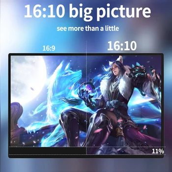 16 Inch 2.5K 144Hz Portable Monitor 2560*1600 16:10 100%sRGB 400Cd/m² Display Game Screen For Laptop Mac Phone Xbox PS4/5 Switch 4