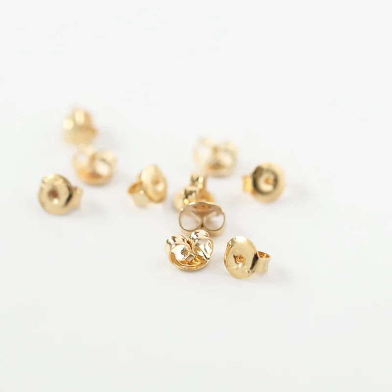 

50Pcs Brass Gold Plated Earring Backs Hypoallergenic Safety Locking Butterfly Ear Ring Stoppers For Diy Earring Jewelry Making