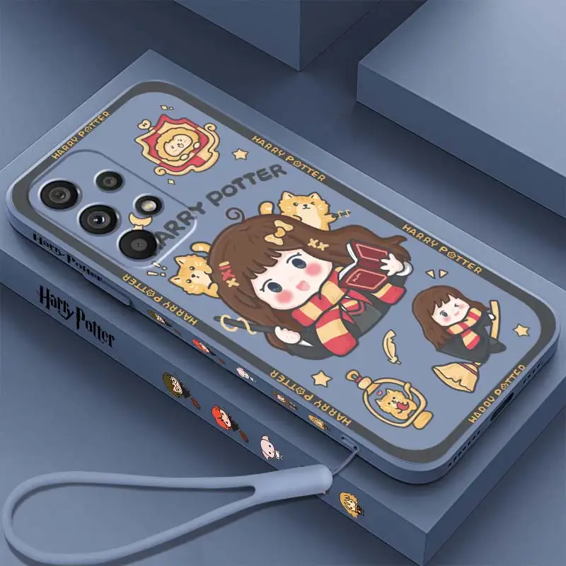 

Cute Potters Luxury Harries Phone Case For Samsung A53 A52 S A33 A32 A51 A71 A21S A13 A73 A50 A72 A23 A12 5G Liquid Left Rope