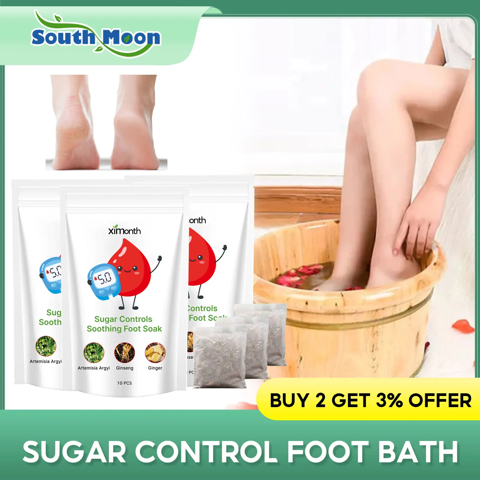 

Sugar Control Foot Bath Blood Glucose Relief Anti-Hypertension Improve Circulation Relax Anxiety Diabetic Treatment Foot Soak