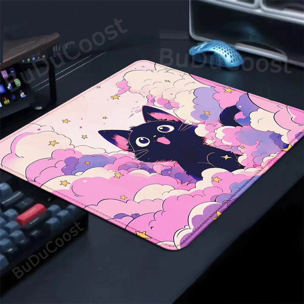 Коврик для мыши с аниме Черный кот маленький коврик из натурального каучука