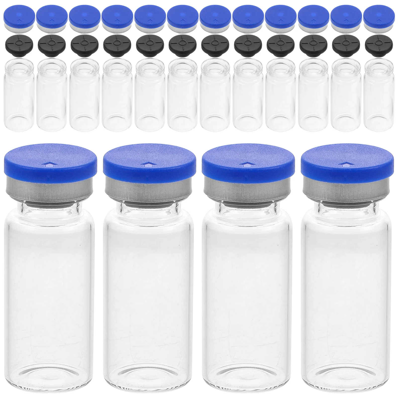 

20 Pcs Freeze-dried Powder Bottle Clear Vials Experiment Bottles Empty Glass Shot Lid Travel Cap Sample Transparent