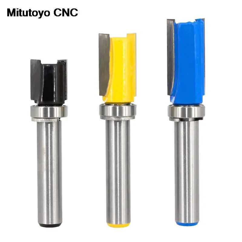 

3pcs/lot 8mm Shank Milling Cutter for wood Flush Trim Router Bits Pattern Bit Top Bottom Bearing 1/2" Blade Template Carpenter
