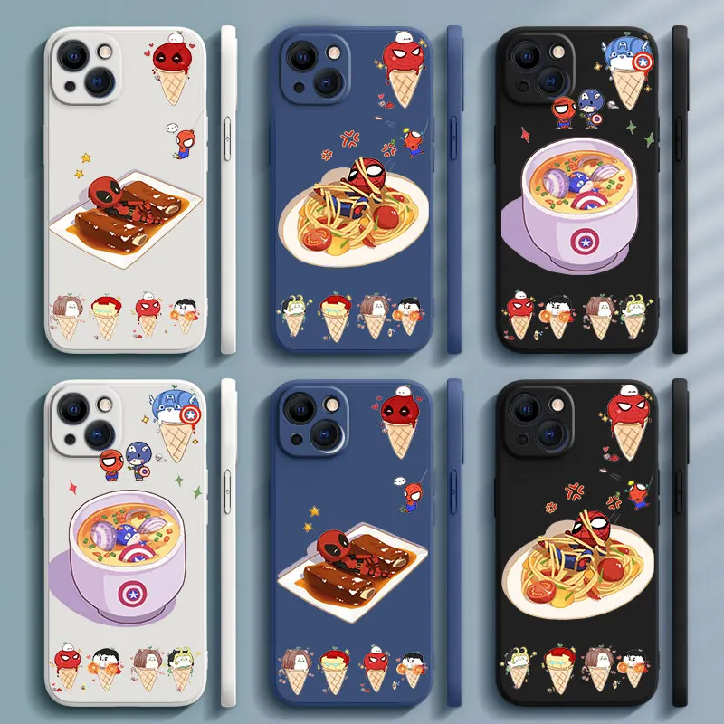 

Marvel cartoon hero For Apple iPhone 11 12 13 Max Mini 5 6 7 8 X XR XS Pro Plus TPU Liquid Silicone Cover Funda Phone Case Capa
