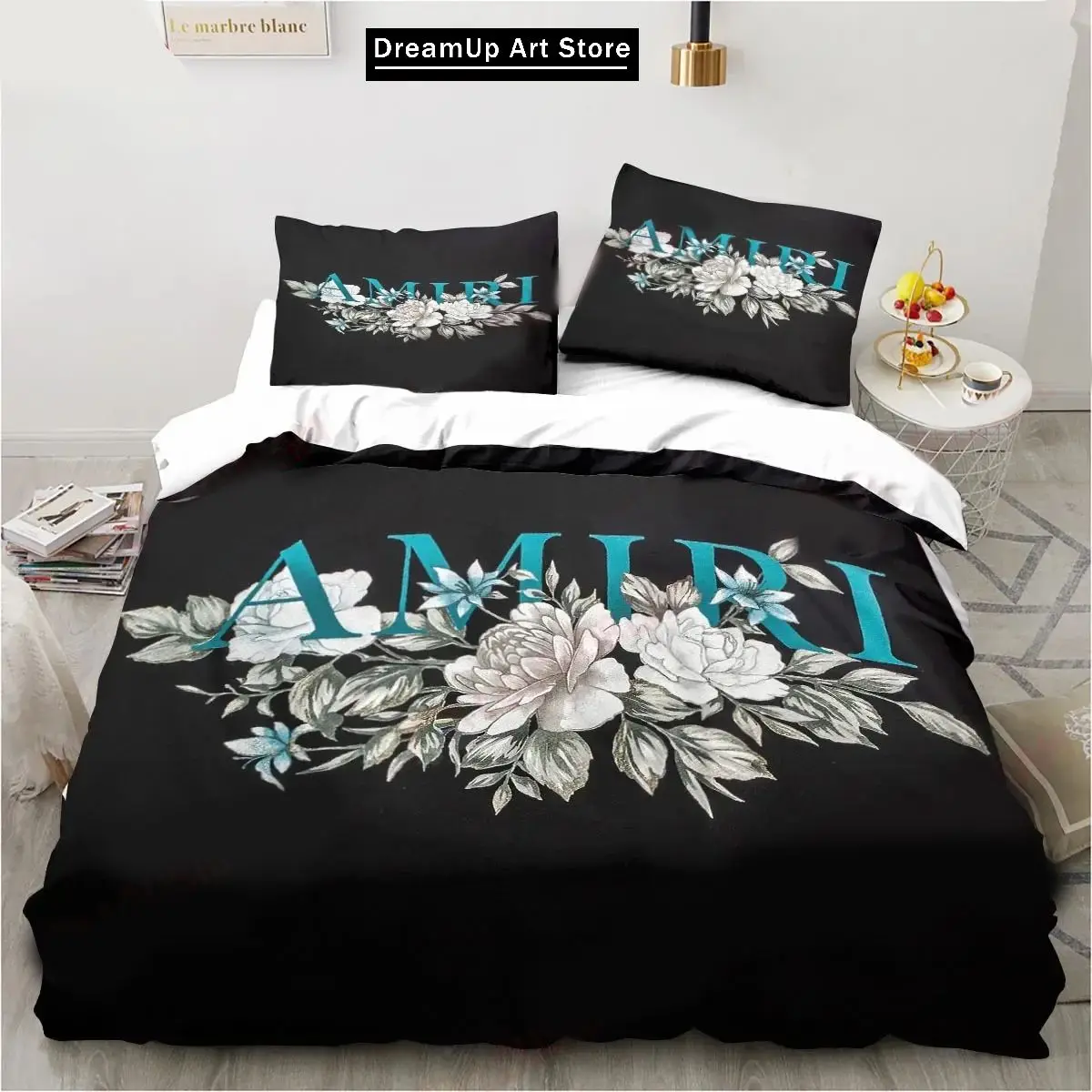 3D Logo Amiris Graffiti Pattern Bedding Set Sheet King Twin Double Child Mircofiber or Polyester Duvet Cover