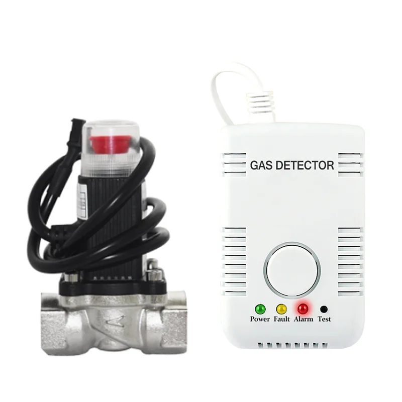 

Gas Leak Detector Combustible LPG Methane Leakage Monitor Alarm Sensor with DN15 Automatic Shut Valve for Home Security System