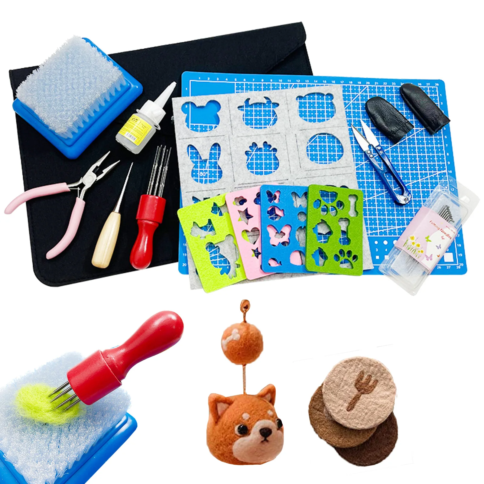 

Punch Needle Kit Wool Needle Felting DIY Starter Kit With Eight Needles Tool Animal Stencils Needle Felting Kit Beginner Set For