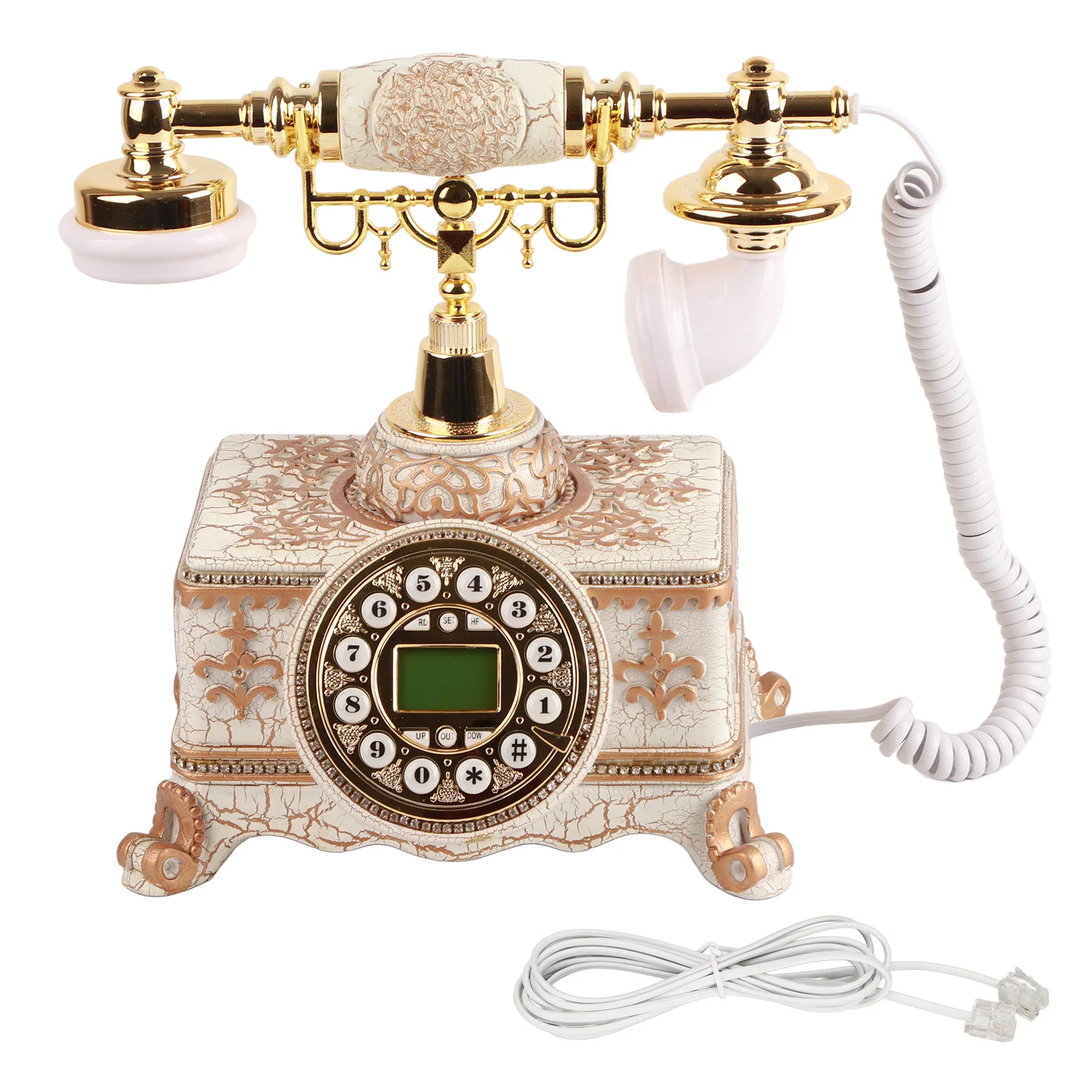 

MS‑011A Retro Landline Telephone Old Fashioned Telephone European Style FSK DTMF Desktop Landline for Home Office