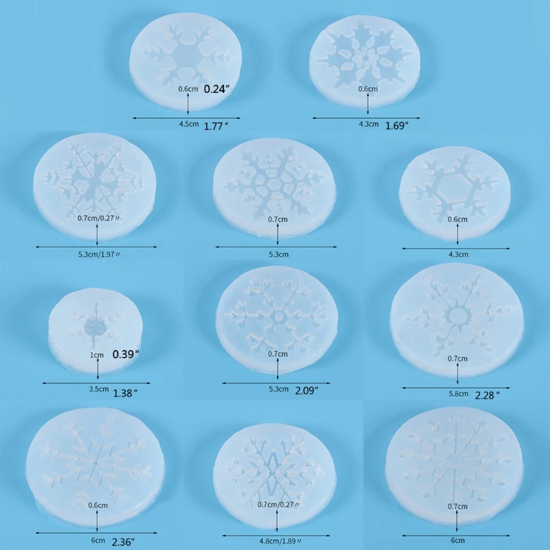 

11Pcs Snowflake Resin Molds Snowflake Pendant Silicone Casting Molds Epoxy Resin Christmas Props Decorations DIY Crafts