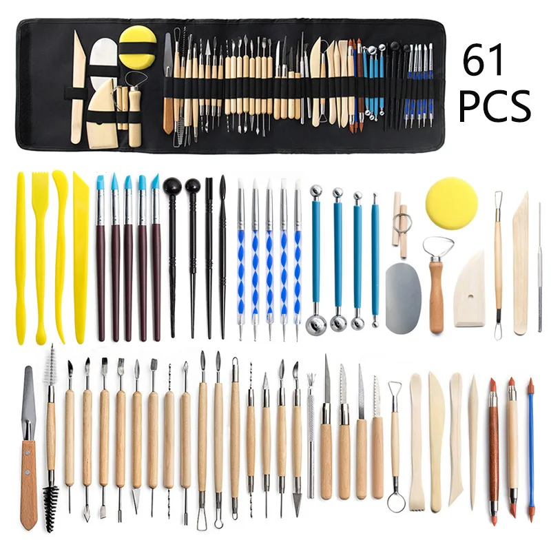 

DIY Pottery Clay Sculpting Tools Pottery Carving Tool Kit With Carrying Case Bag Professionals Pottery Modeling For Beginners