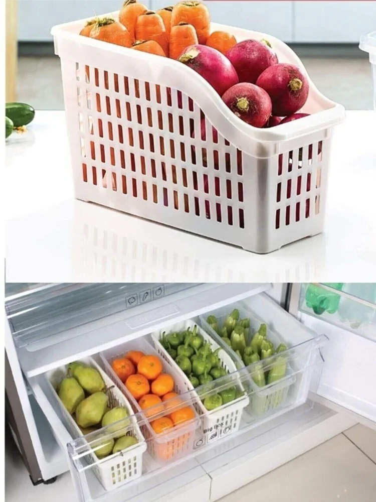 6 pieces refrigerator organizer in cabinet white kitchen tools home appliances good quality plastic material non toxic free global shipping