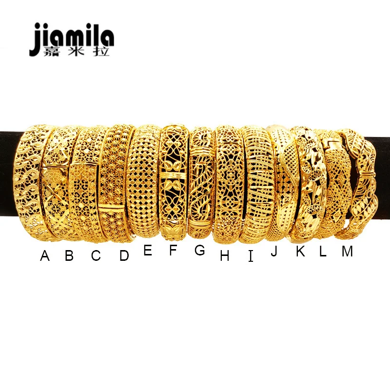 

24k Real Gold Plated Bracelet 15mm Wide Openwork Buckle Bangles for Women's Dubai Saudi Arabic Wedding Jewelry Gifts
