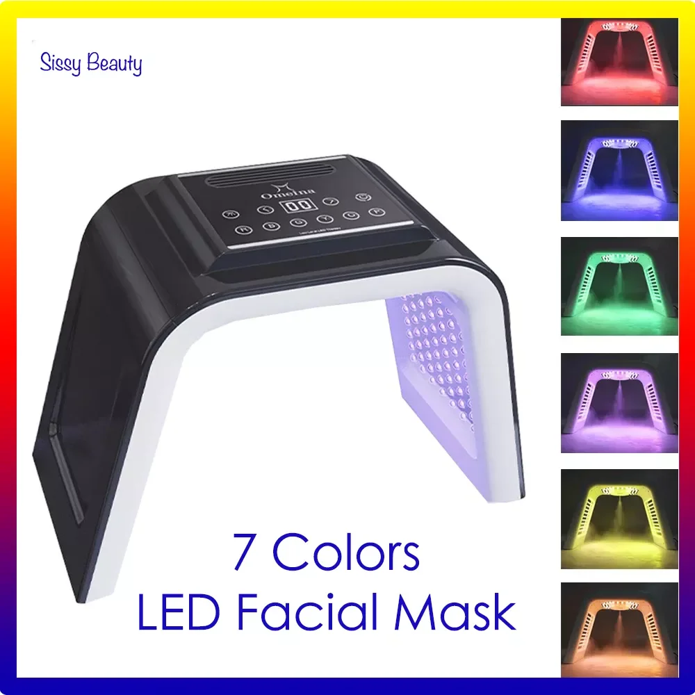 

Фотодинамическая маска для лица NEW2023 с 7 светодиодами, увлажняющая маска с наноспреем от морщин