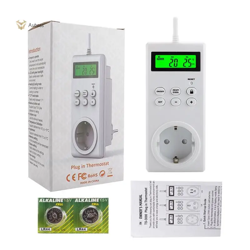 

Programmable Plug In Thermostat Lcd Screen White Eu/us//uk Thermostat Smart Home Outlet With Switch Sensor Probe Heating Cooling