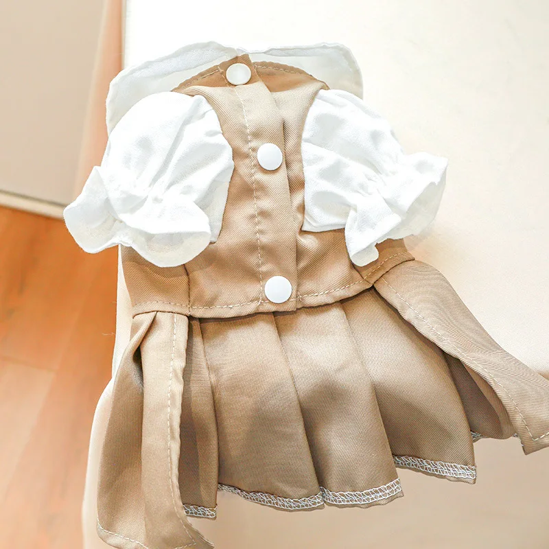 Princess Spring Summer Dog Khaki Skirts Collar Skirt Dress for Dogs Sleeve XS S M L XL | Dresses