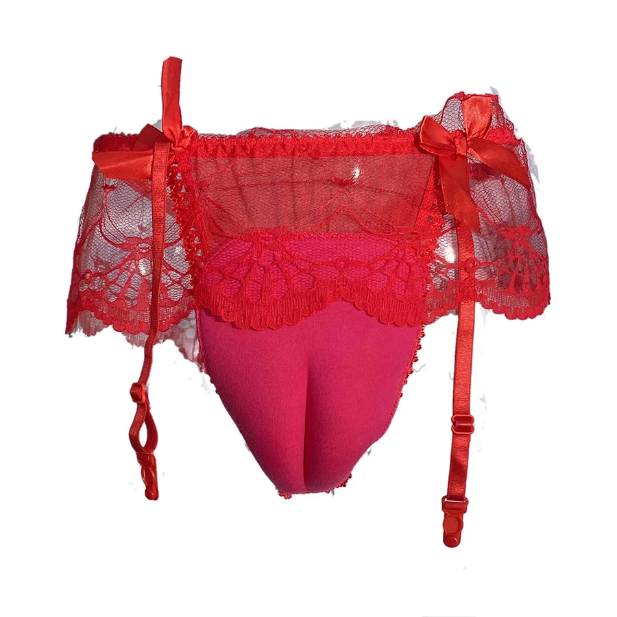 Hiding Gaff Lace Lingerie Underwears Crossdresser Transgender Shemale Drag Queen Camel Toe Garter Panties Exotic Briefs