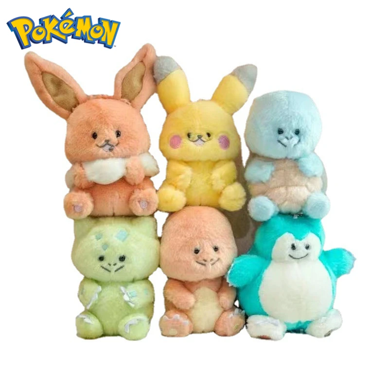 

13CM Pokemon Q Version Pikachu Charmander Snorlax Eevee Short Plush Pendant Keychain Backpack Hanging Ornaments Decorative Gifts