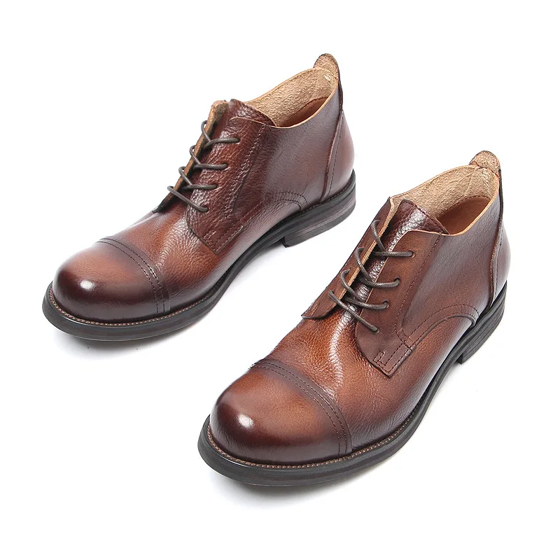 

2023 new British men's shoes retro buffed old leather shoes leather fashion trend yuppie flat men's shoes