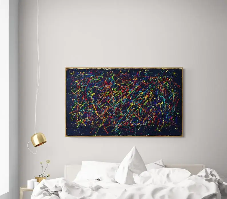 

Black Painting ,Jackson Pollock art,Custom Oil Painting,Modern Painting,Acrylic on canvas,Abstract Large Art Blackabstract oil
