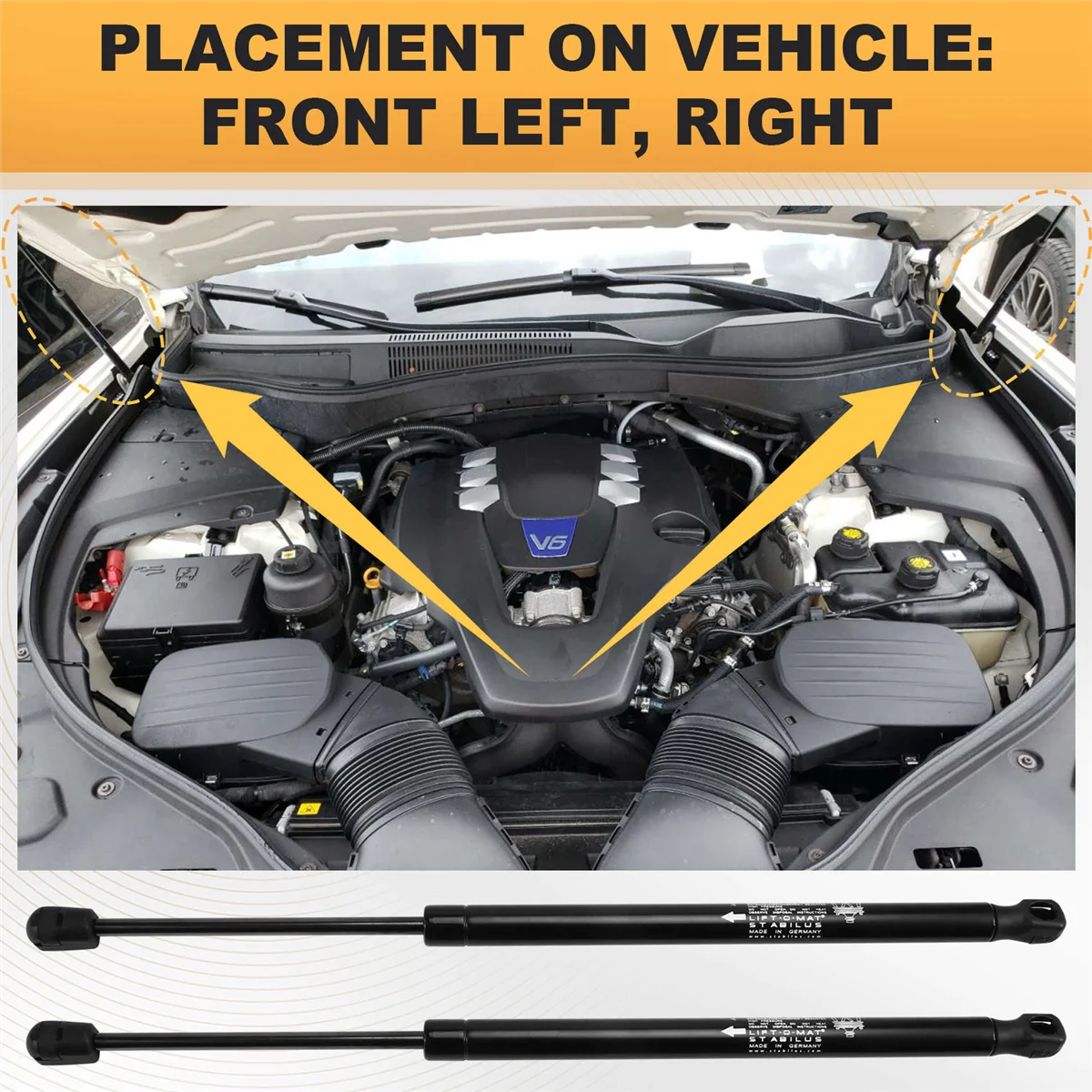 Фото Газовая стойка переднего капота ENG-nCar для Maserati Ghibli Levante Quattroporte M156 2014-2017 №4