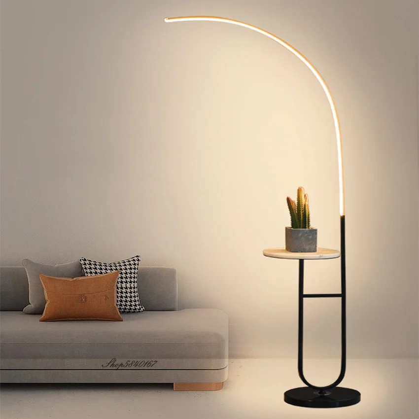 Modern Led Floor Lamp Creative Arc Standing Lamps Marble Tabletop Table Light Living Room Bedroom Decorative Lights