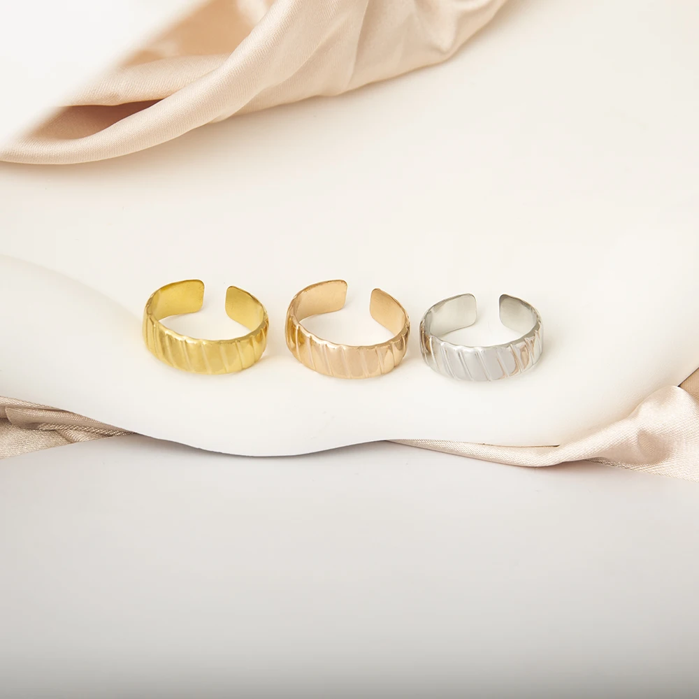 

Minimalism Stainless Steel Stripe Rings for Women Gold Rosegold Color Couple Ring Trendy Jewelry Engagement Gift